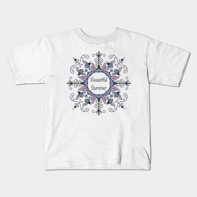 Sunflower art pattern Kids T-Shirt by Xatutik-Art